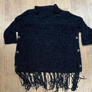 Olivers Black Turtleneck Sweater with Fringe